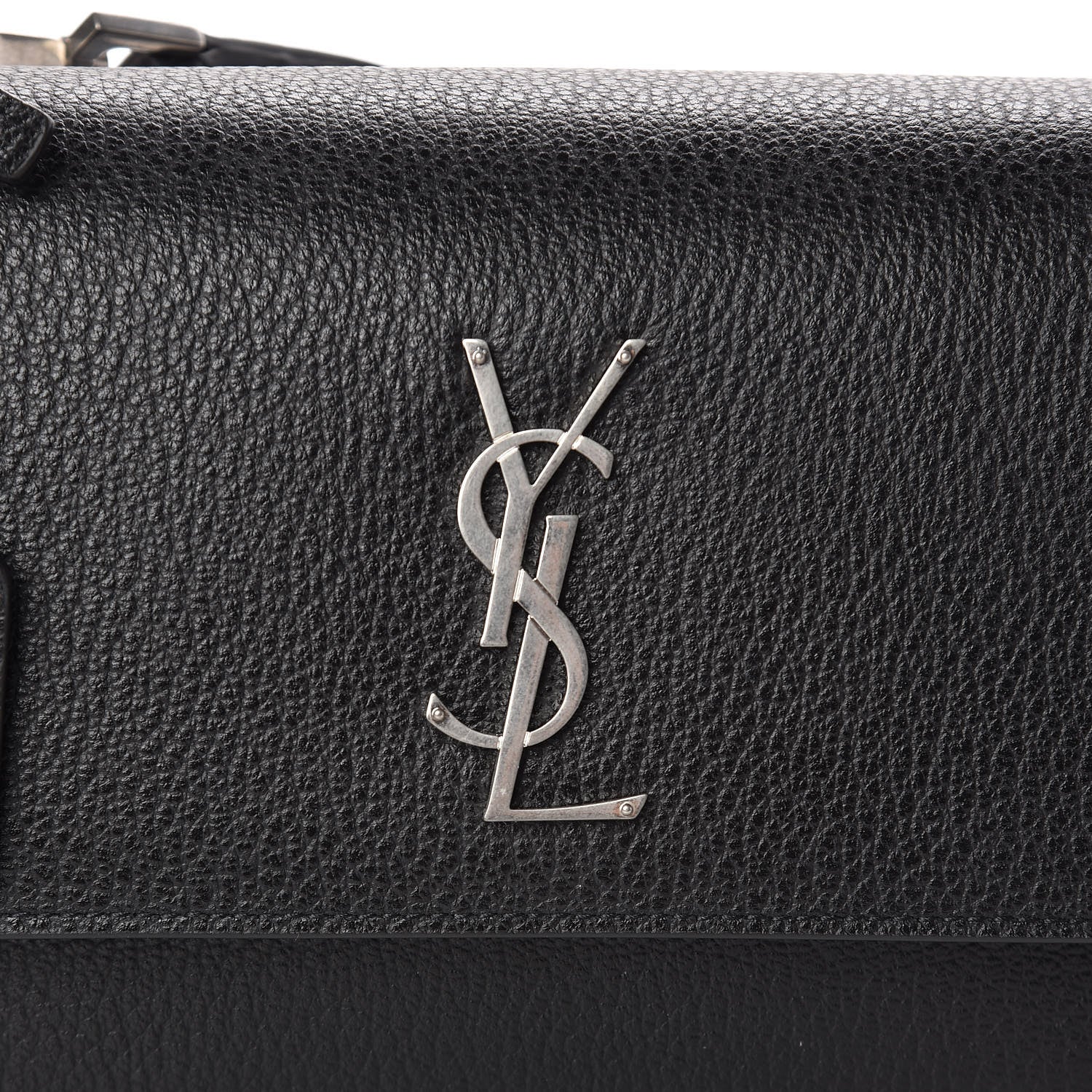 Saint Laurent Grained Calfskin Medium Monogram Sunset Satchel Black 8 of 10