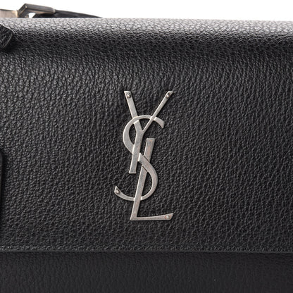 Saint Laurent Grained Calfskin Medium Monogram Sunset Satchel Black 8 of 10