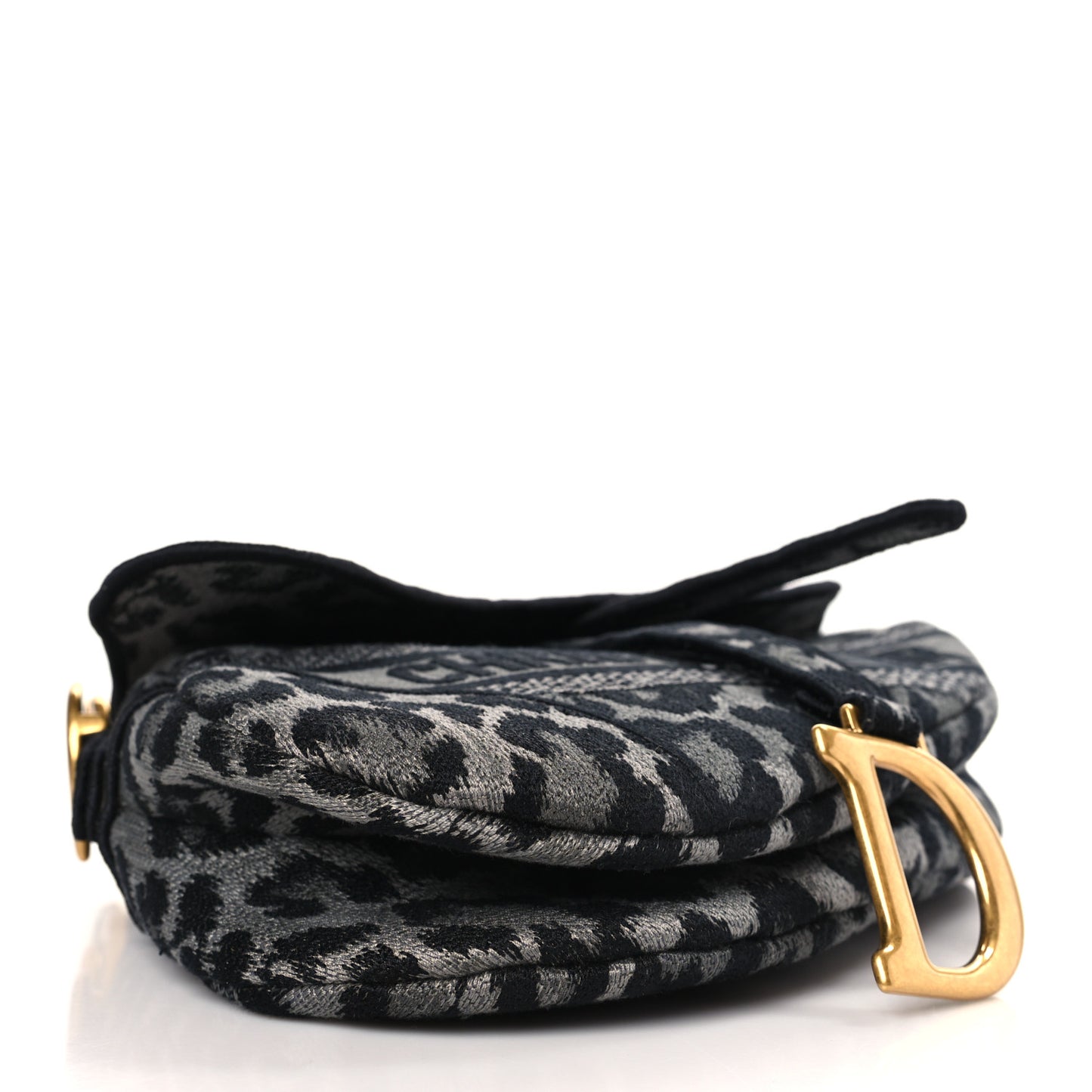 Canvas Mizza Embroidered Saddle Bag Gray