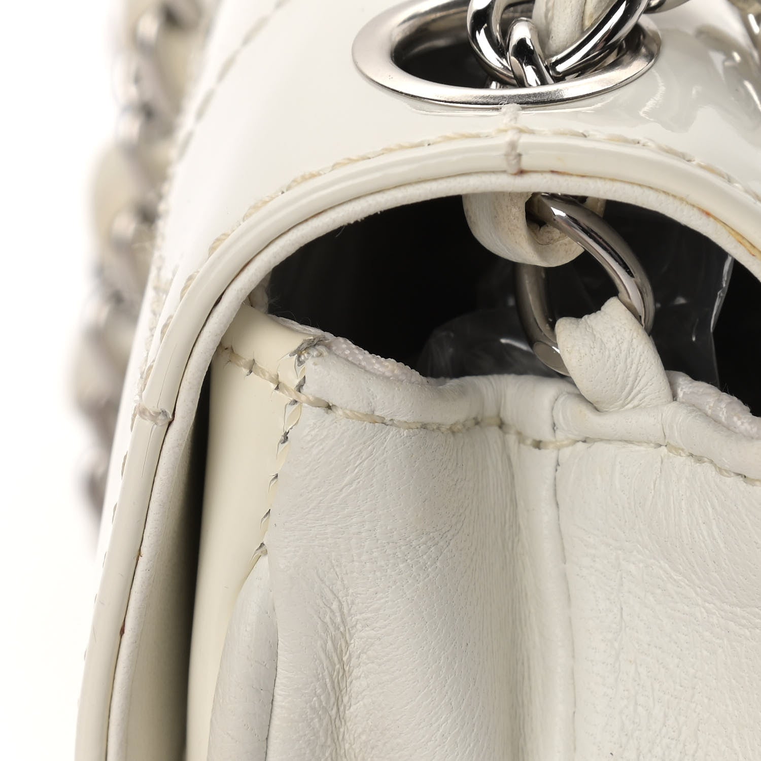 Chanel Patent Square Stitched CC Flap Clutch White 11 of 16