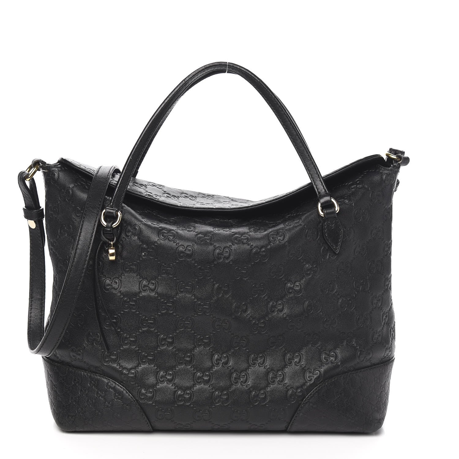 Gucci Guccissima Medium Bree Foldover Tote Black 1 of 12