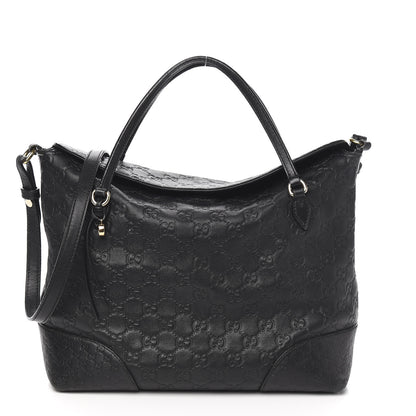 Gucci Guccissima Medium Bree Foldover Tote Black 1 of 12