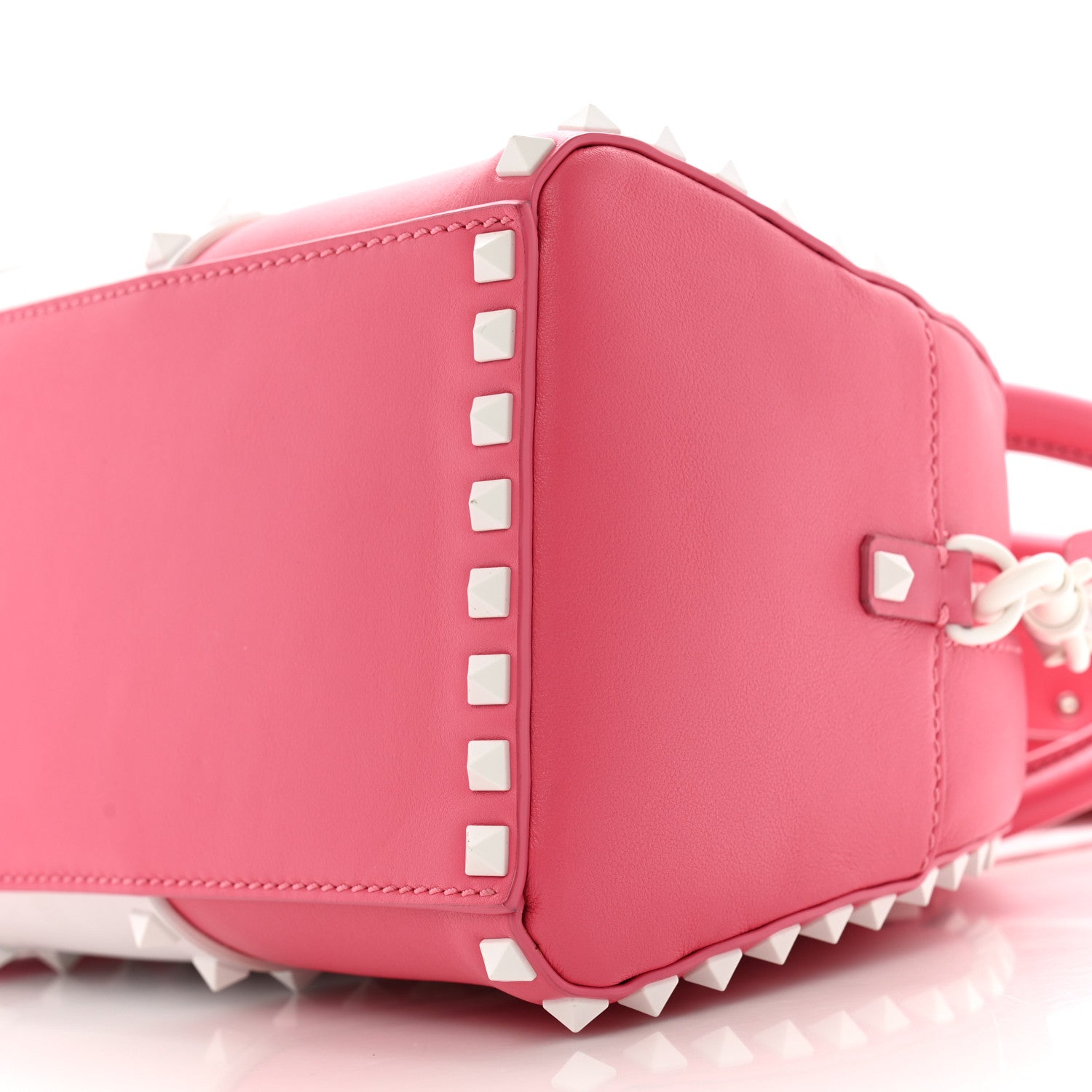 Valentino Garavani Vitello Colorblock Free Rockstud Top Handle Shoulder Bag Pink Optic White 9 of 14