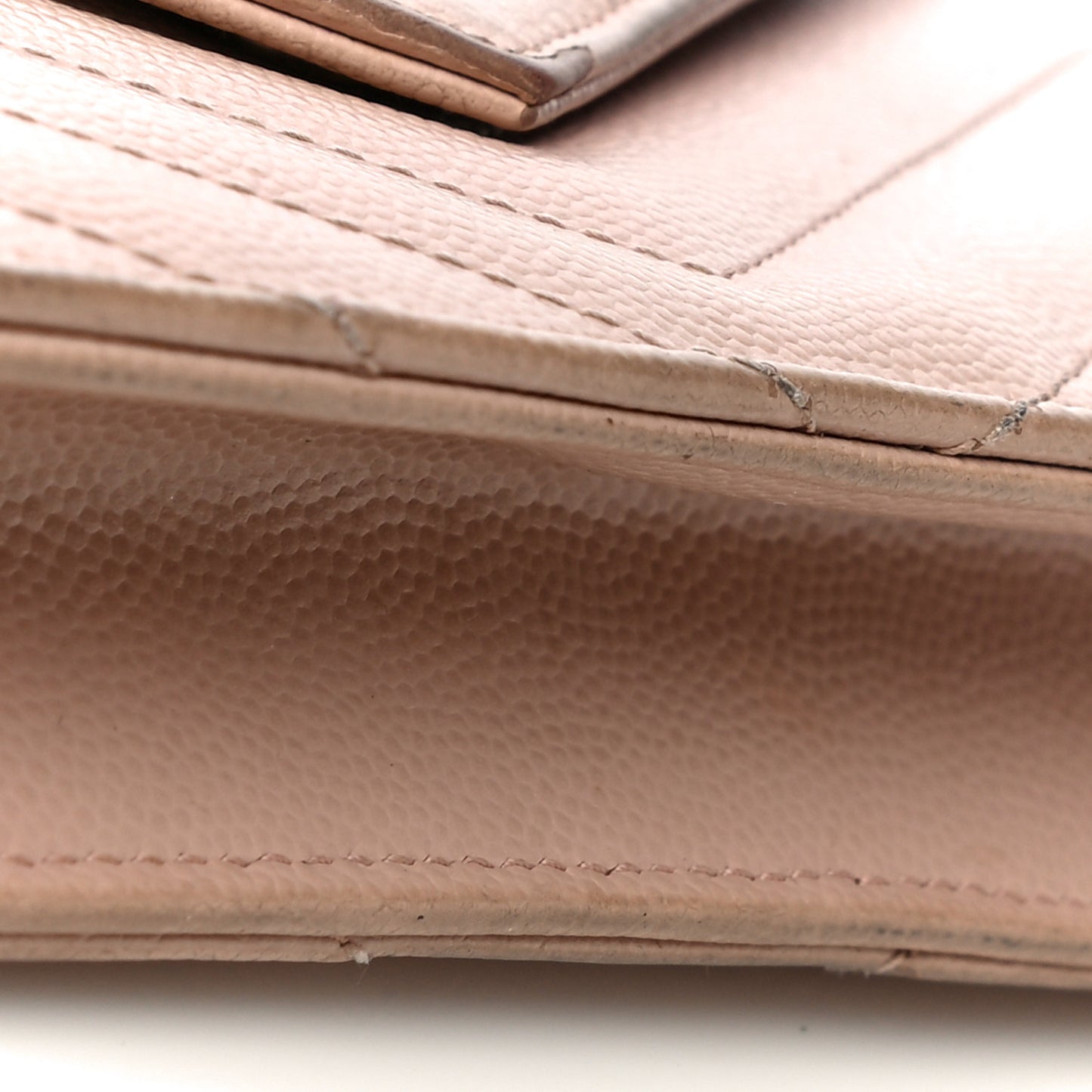 Grain De Poudre Matelasse Chevron Monogram Envelope Chain Wallet Nude Powder