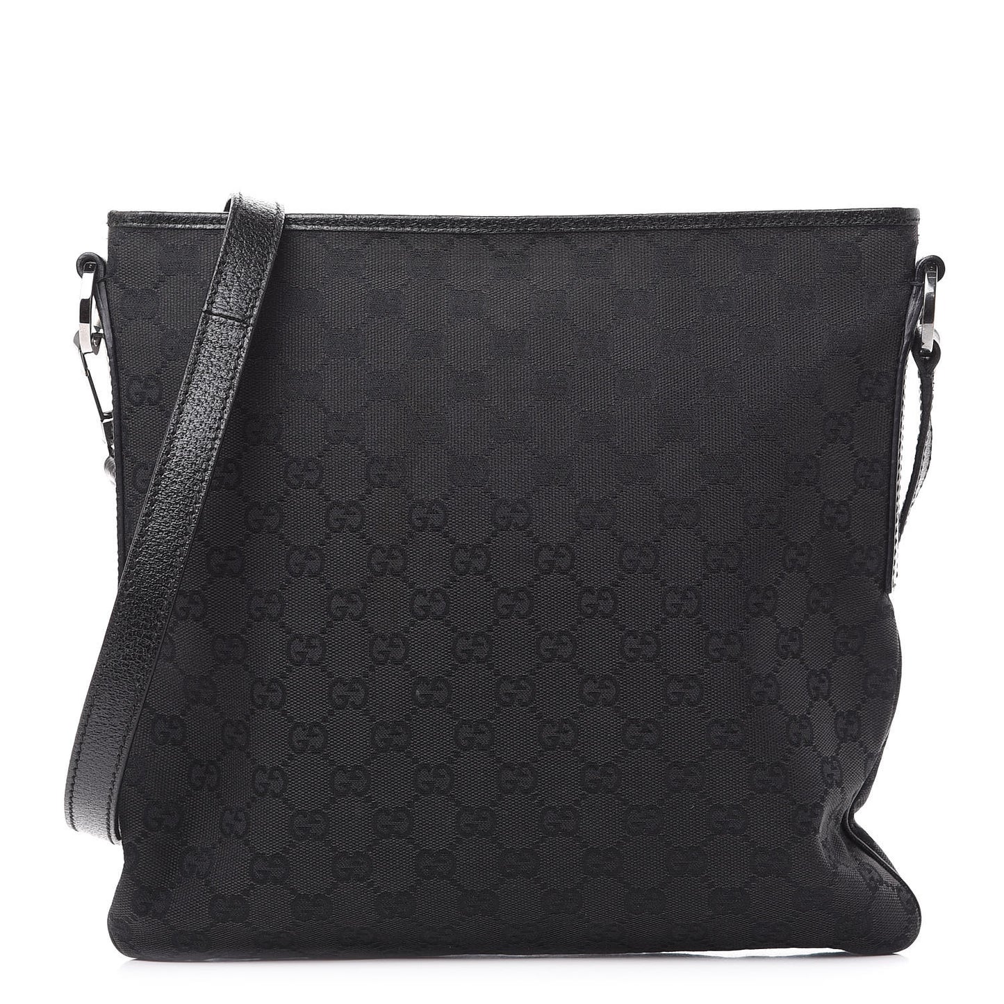 GG Supreme Monogram Medium Flat Messenger Bag Black Grey