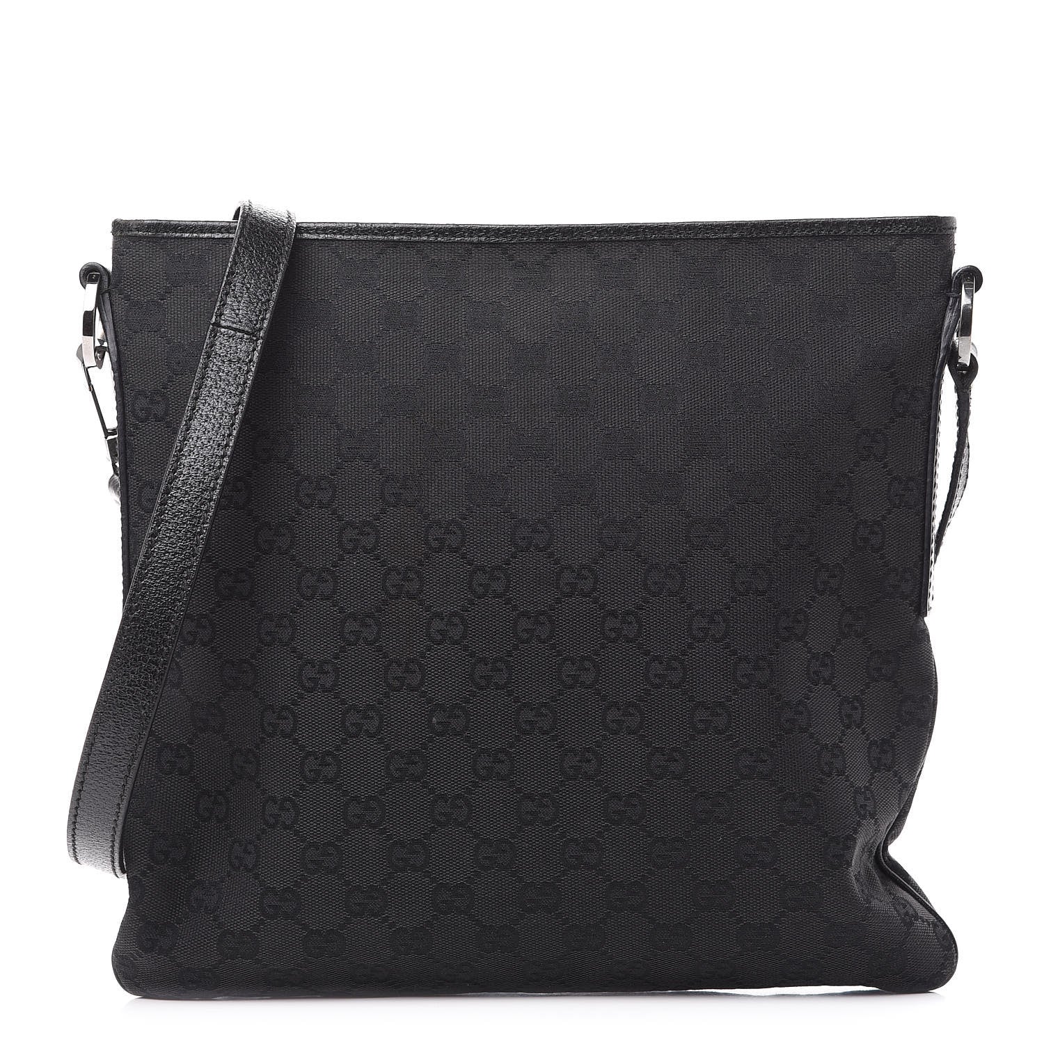 Gucci GG Supreme Monogram Medium Flat Messenger Bag Black Grey 1 of 11