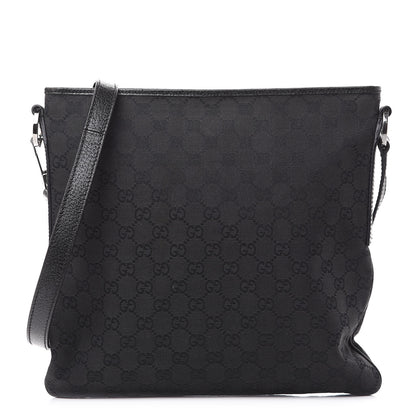Gucci GG Supreme Monogram Medium Flat Messenger Bag Black Grey 1 of 11