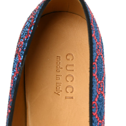 Gucci Lurex GG Monogram Mens Bow Loafers 6.5 Iridescent Blue Iridescent Red Black 7 of 9