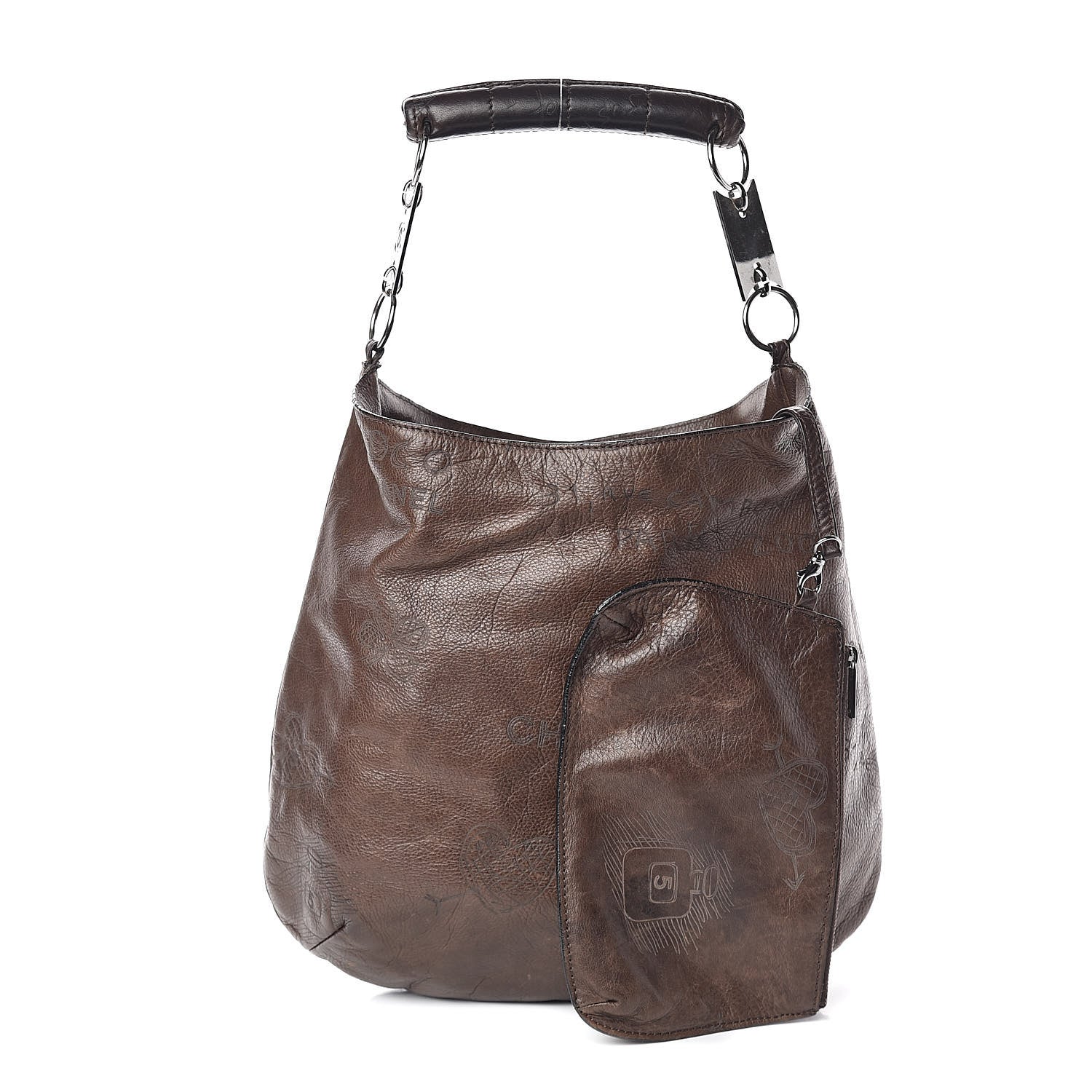 Chanel Calfskin Graffiti Mademoiselle Hobo Brown 1 of 10