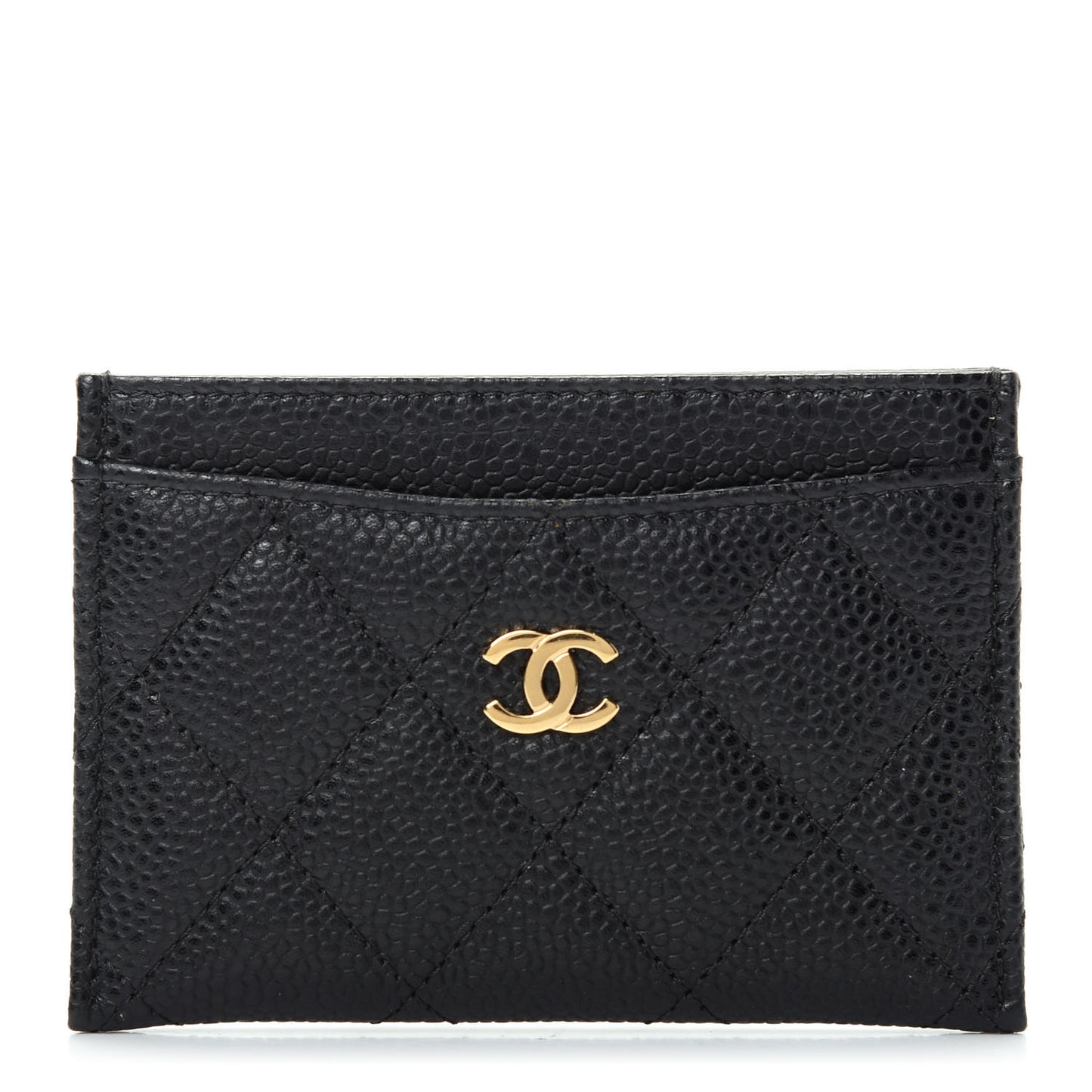 Caviar Quilted Card Holder Black