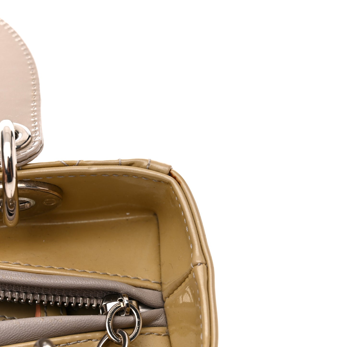 Patent Cannage Medium Lady Dior Beige