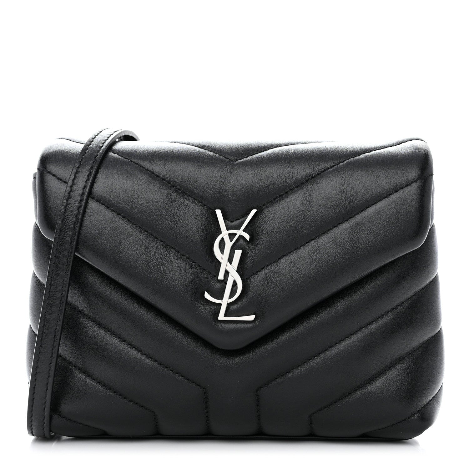 Saint Laurent Calfskin Y Quilted Monogram Toy Loulou Crossbody Satchel Black 1 of 13