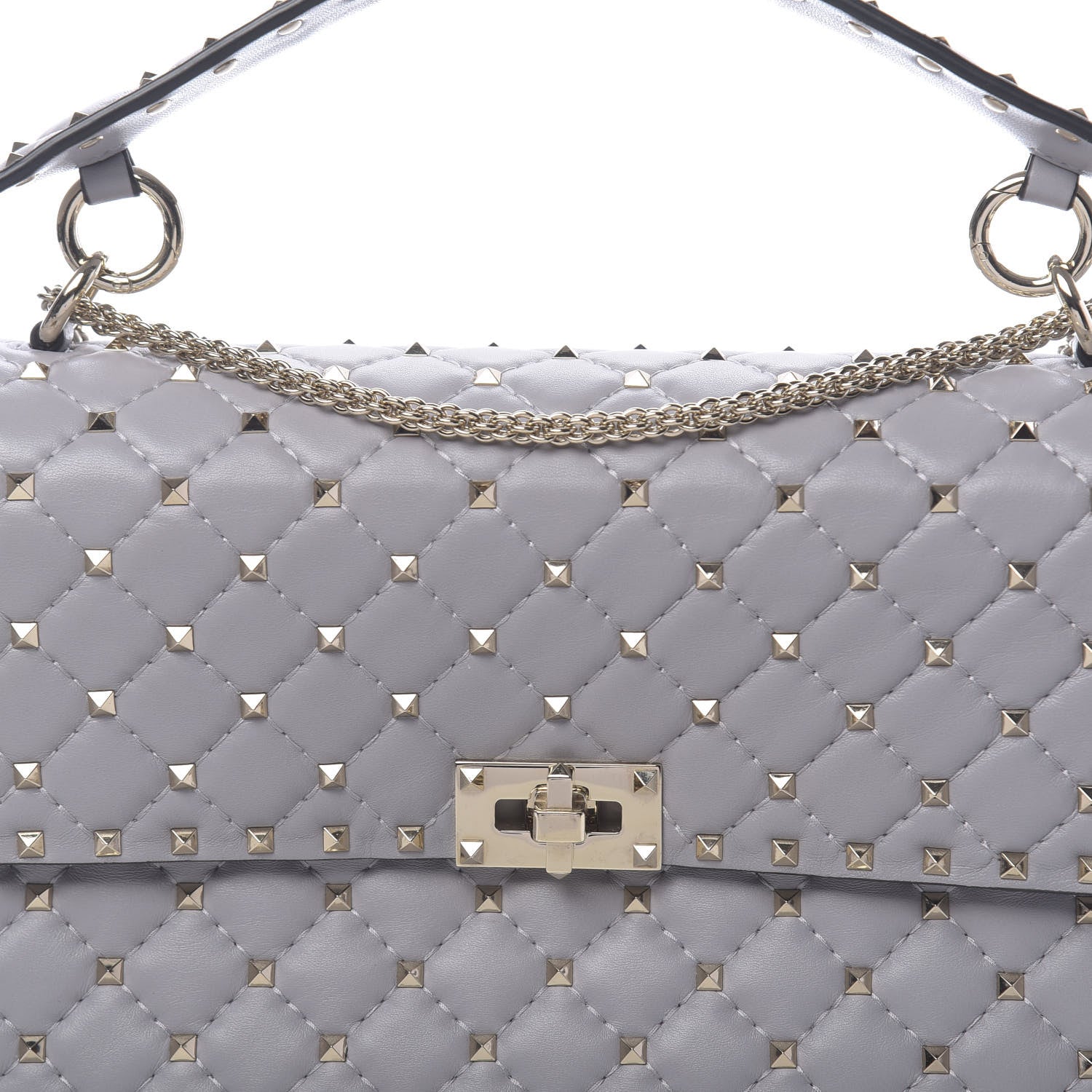 Valentino Garavani Nappa Large Rockstud Spike Shoulder Bag Pastel Grey 9 of 9