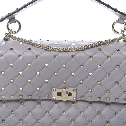 Valentino Garavani Nappa Large Rockstud Spike Shoulder Bag Pastel Grey 9 of 9