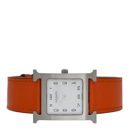Hermes Stainless Steel Swift 26mm Heure H Hour Quartz Watch Orange 2 of 6