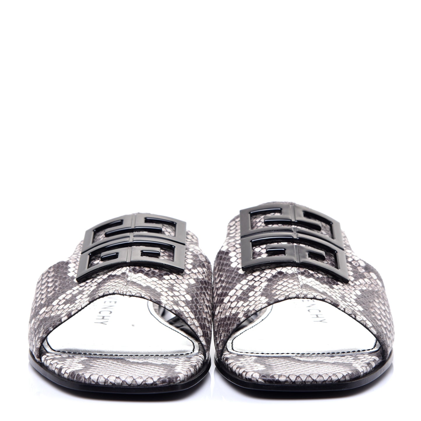 Calfskin Python Print 4G Flat Sandals 38 Stone Grey