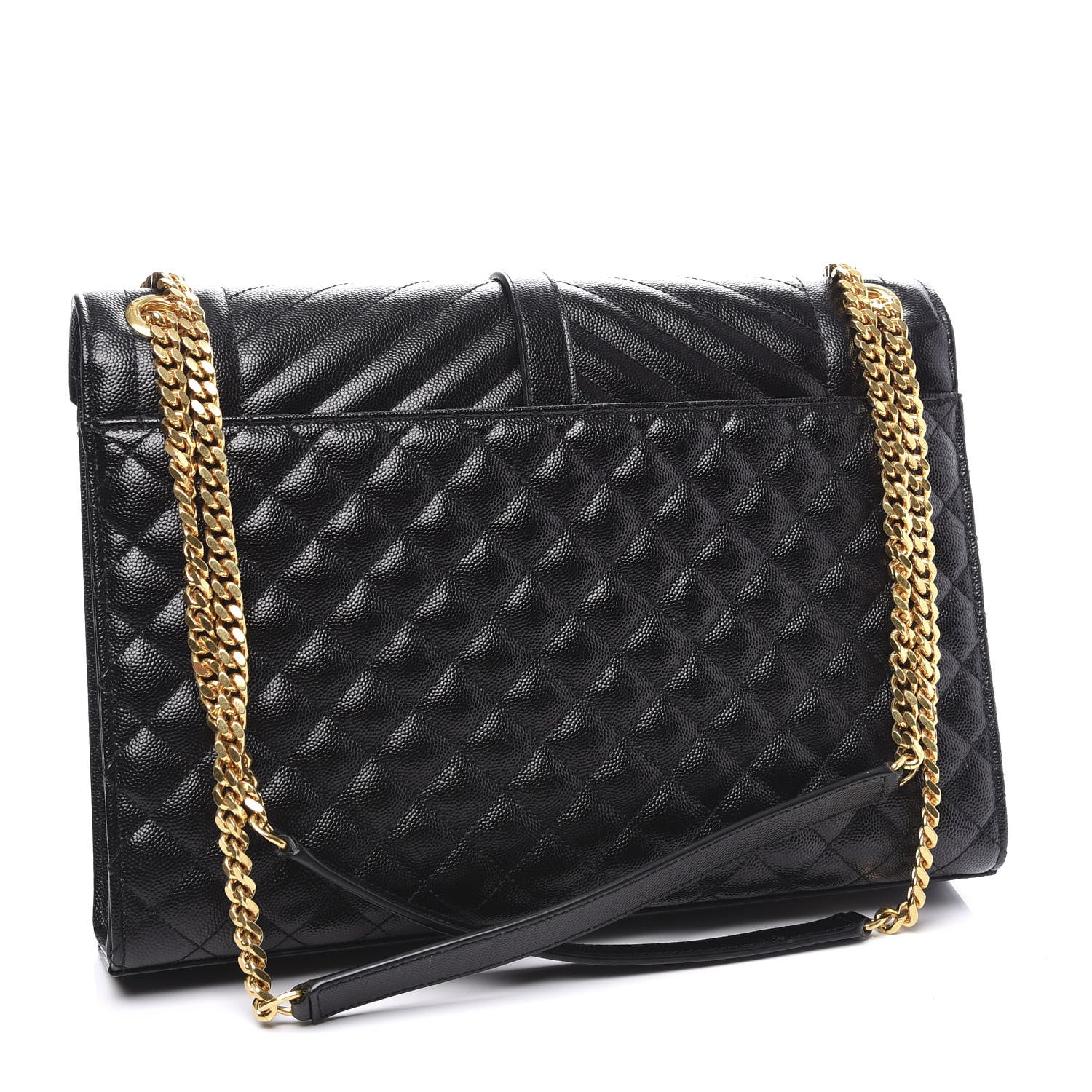 Saint Laurent Grain De Poudre Textured Mixed Matelasse Large Triquilt Monogram Satchel Black 2 of 9