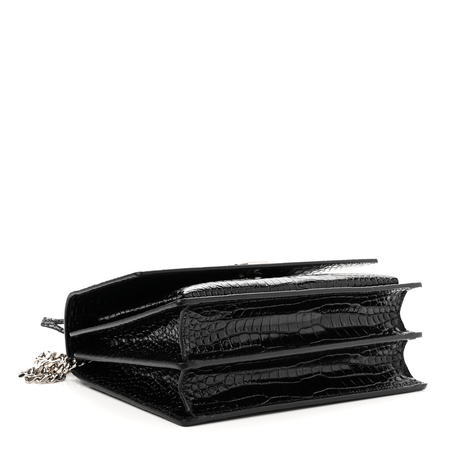 Calfskin Crocodile Embossed Medium Monogram Sunset Black