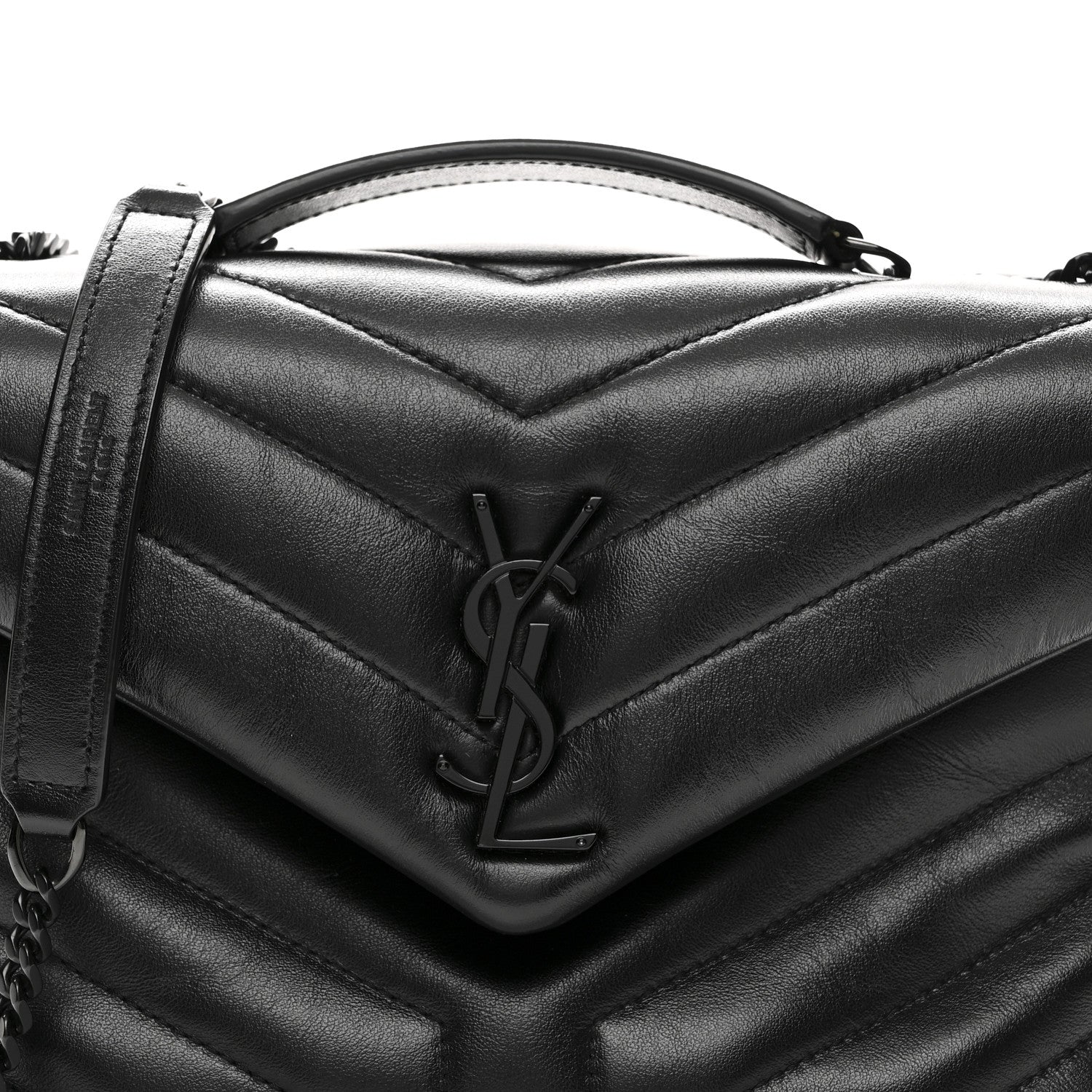 Saint Laurent Calfskin Y Quilted Monogram Monochrome Small Loulou Chain Satchel Black 8 of 10
