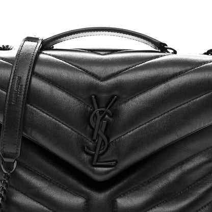 Saint Laurent Calfskin Y Quilted Monogram Monochrome Small Loulou Chain Satchel Black 8 of 10