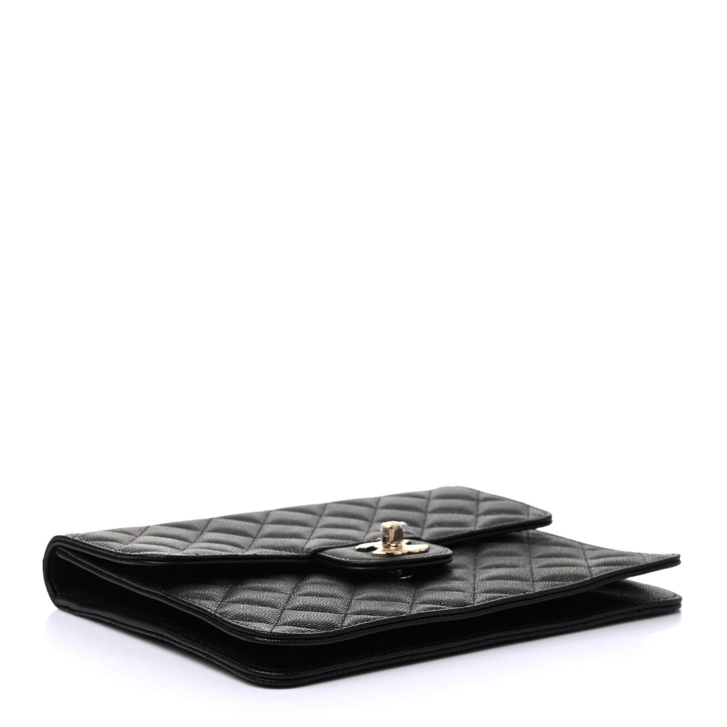 Caviar Quilted Square Flap Clutch Black