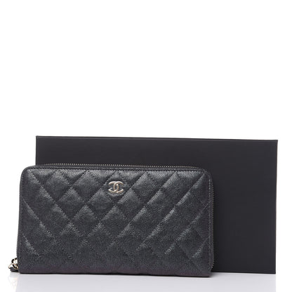 Chanel Iridescent Caviar Quilted Large Zip Around Organizer Wallet Black 11 of 11