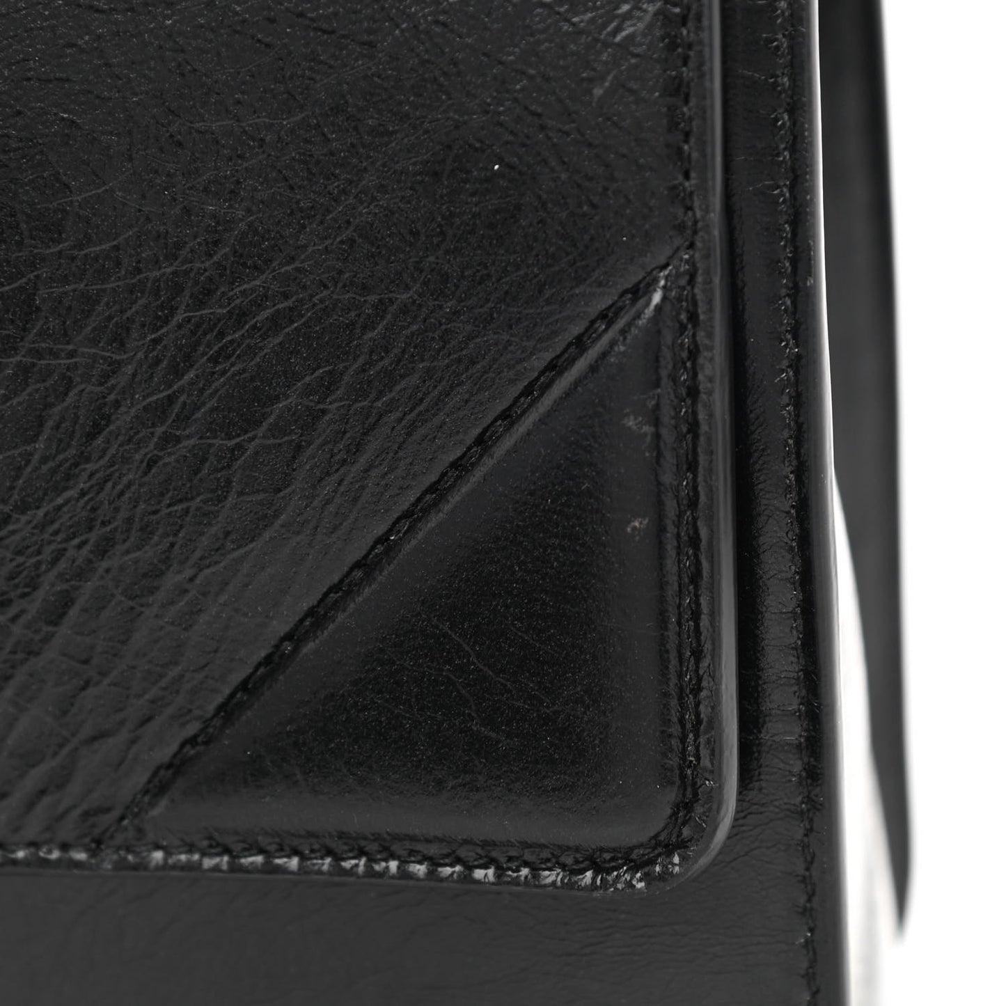Agnello Old Shine Large Kan U Shoulder Bag Black