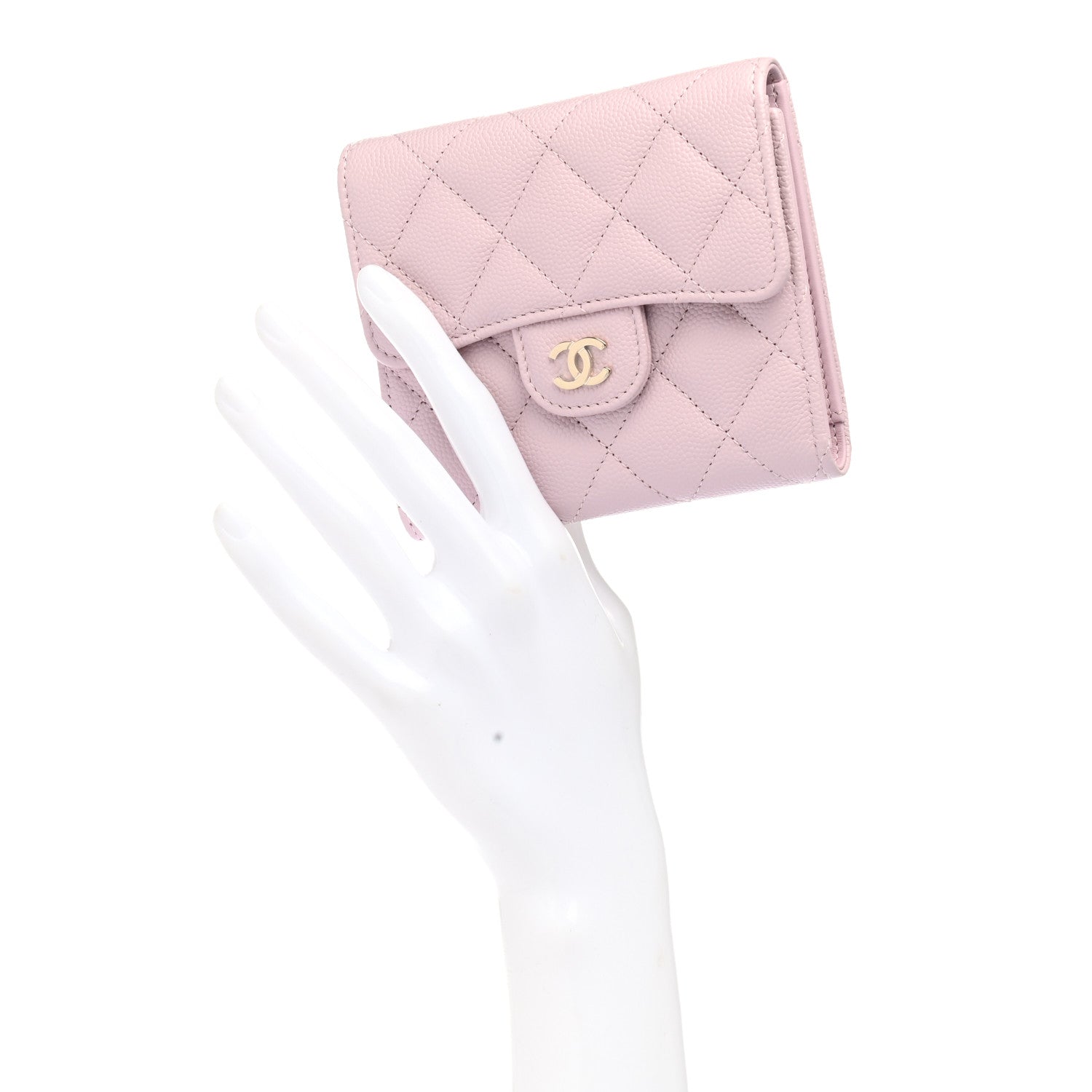 Chanel Caviar Quilted Compact Flap Wallet Light Pink 2 of 8
