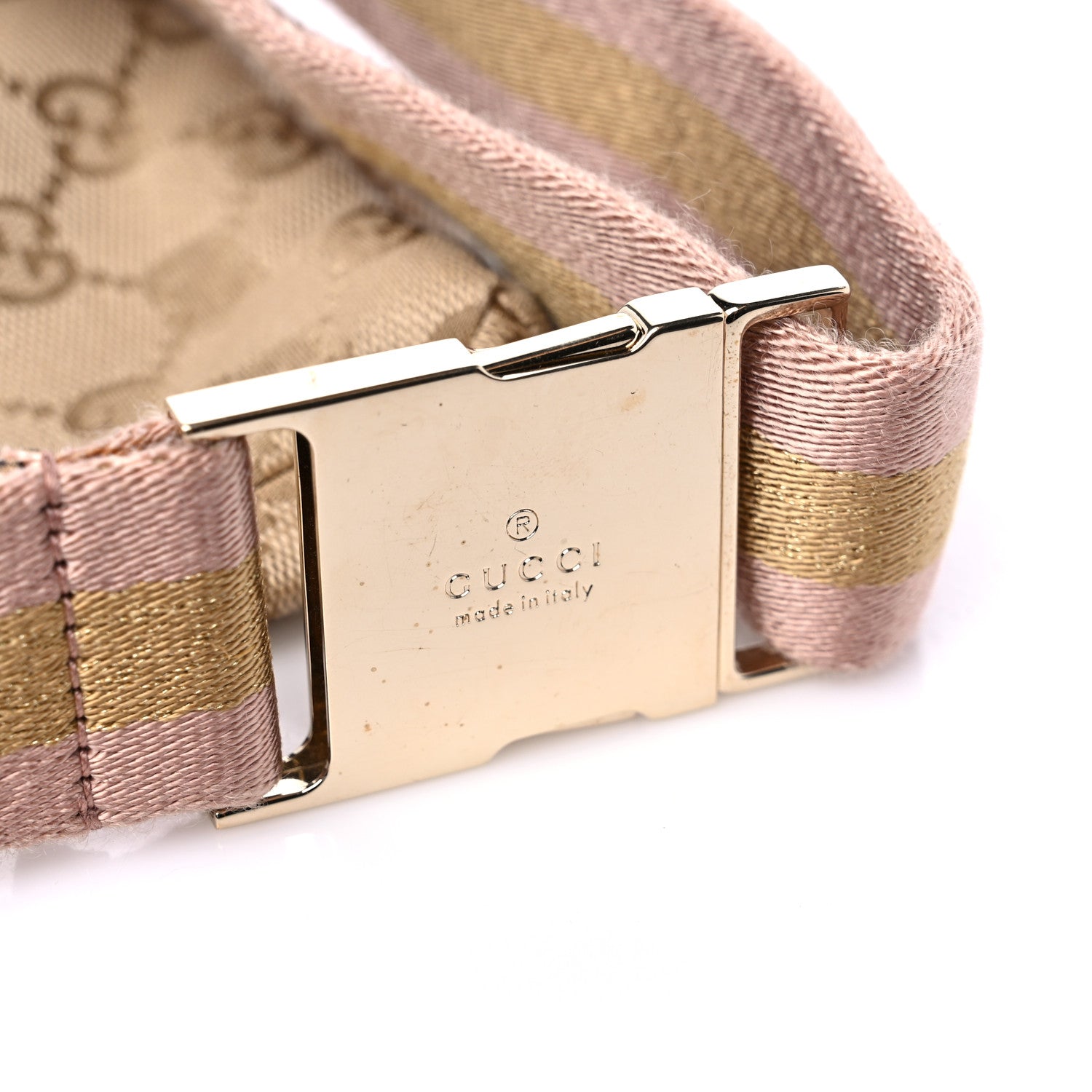 Gucci GG Monogram Web Double Pocket Belt Bag Gold Pink 14 of 14