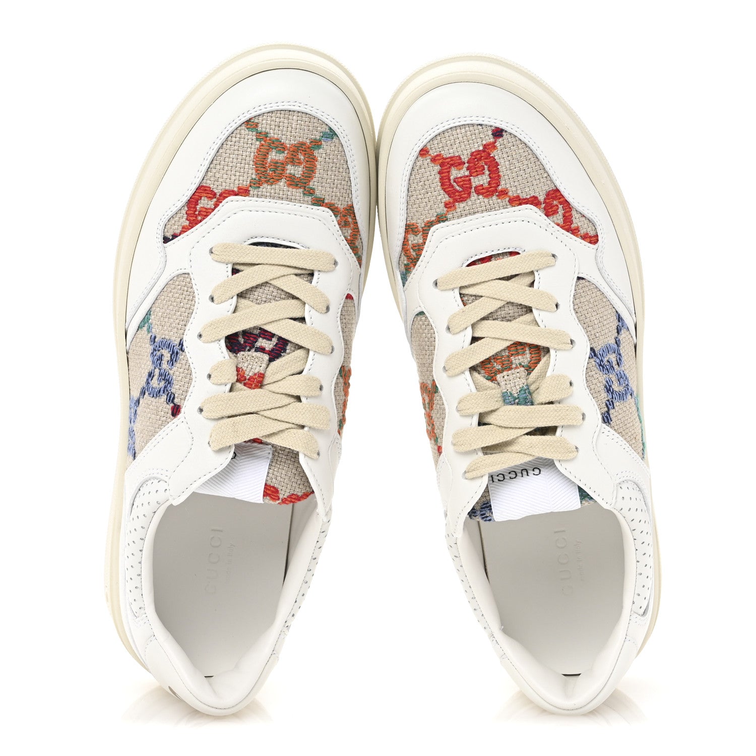 Gucci Dali Soft Calfskin GG Tennis Embossed Perforated Womens Platform 55mm Sneakers 40 White Multicolor 2 of 9