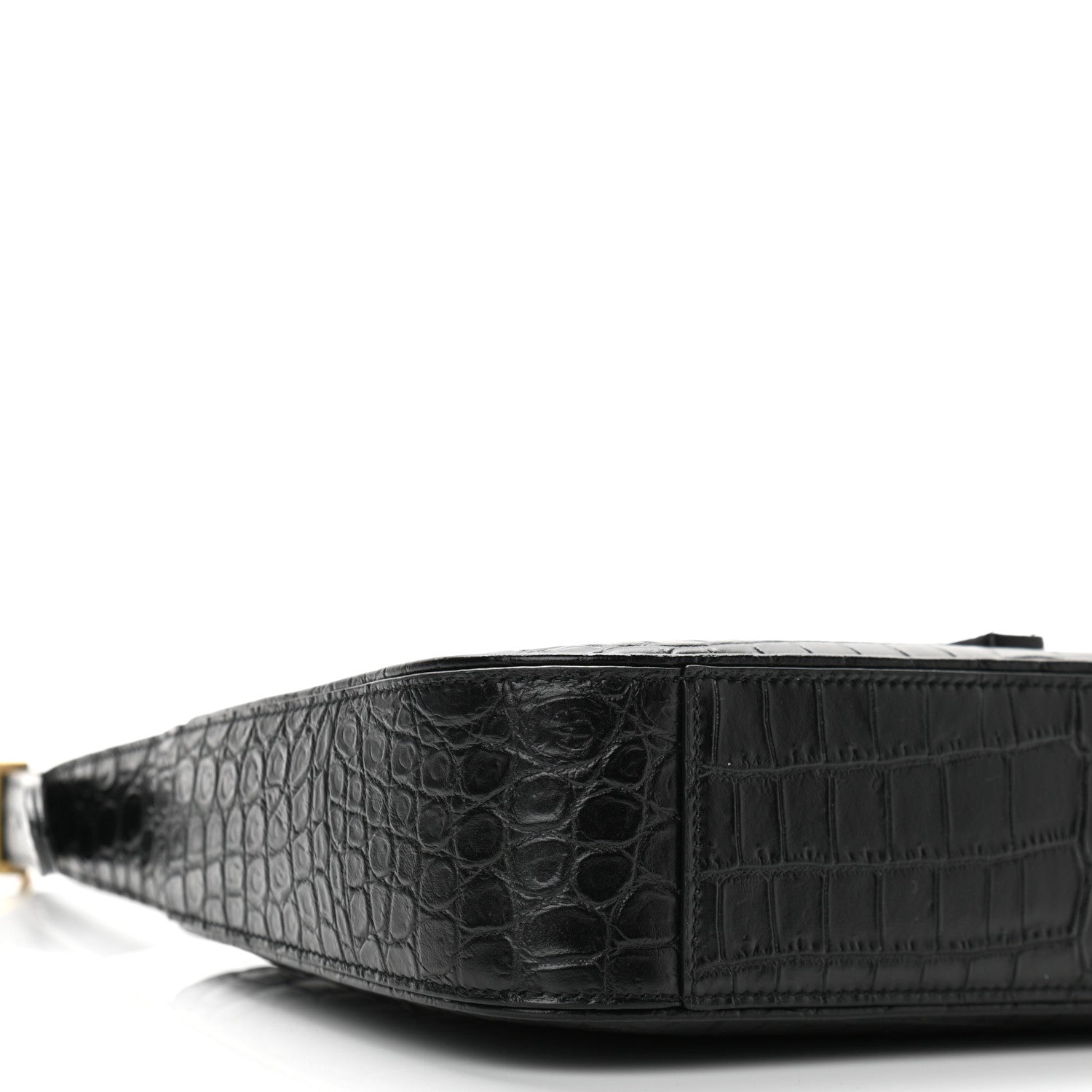 Saint Laurent Calfskin Crocodile Embossed Le 5 A 7 Hobo Black 9 of 11