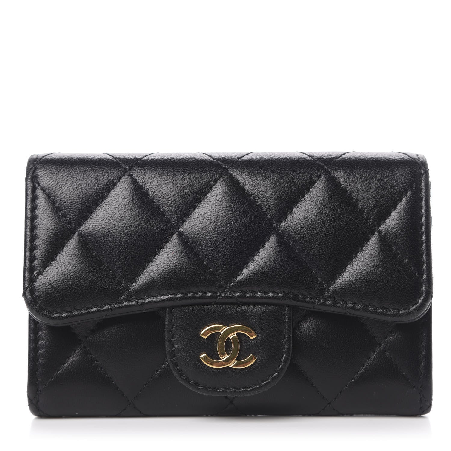 Chanel Lambskin Quilted Flap Card Holder Black 1 of 10