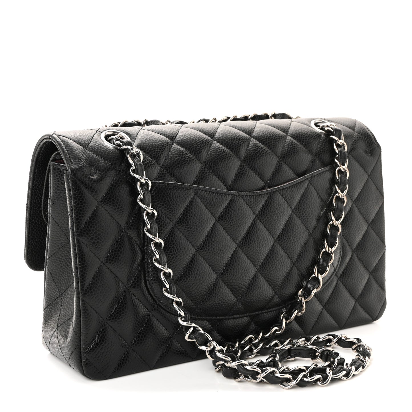 Caviar Quilted Medium Double Flap Black