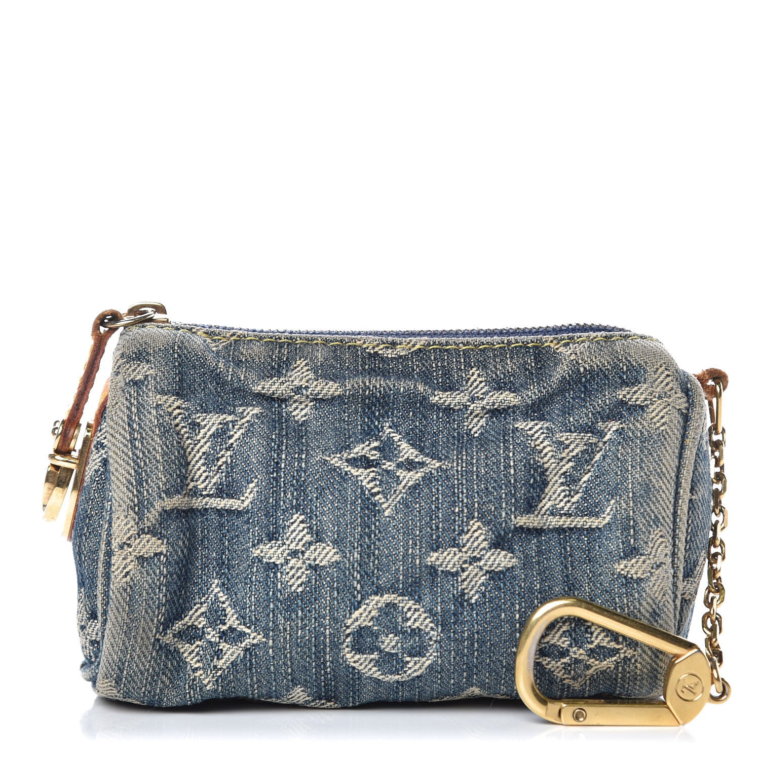 Louis Vuitton Monogram Denim Pochette Speedy PM Key Holder Blue 1 of 9