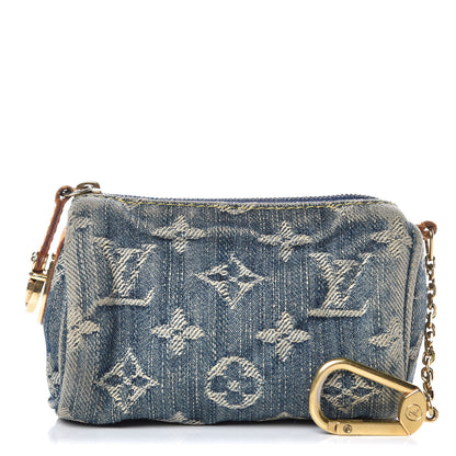 Louis Vuitton Monogram Denim Pochette Speedy PM Key Holder Blue 1 of 9