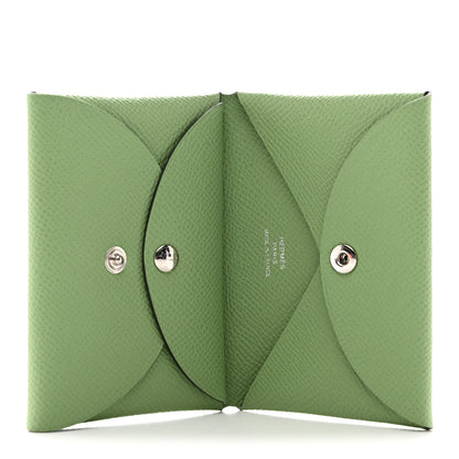 Hermes Epsom Calvi Duo Card Case Vert Criquet 5 of 7