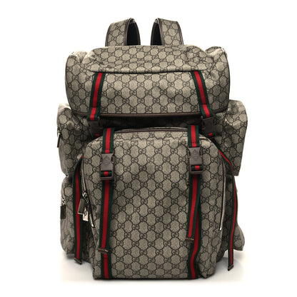 Gucci GG Supreme Monogram Web Backpack Beige Ebony 1 of 11