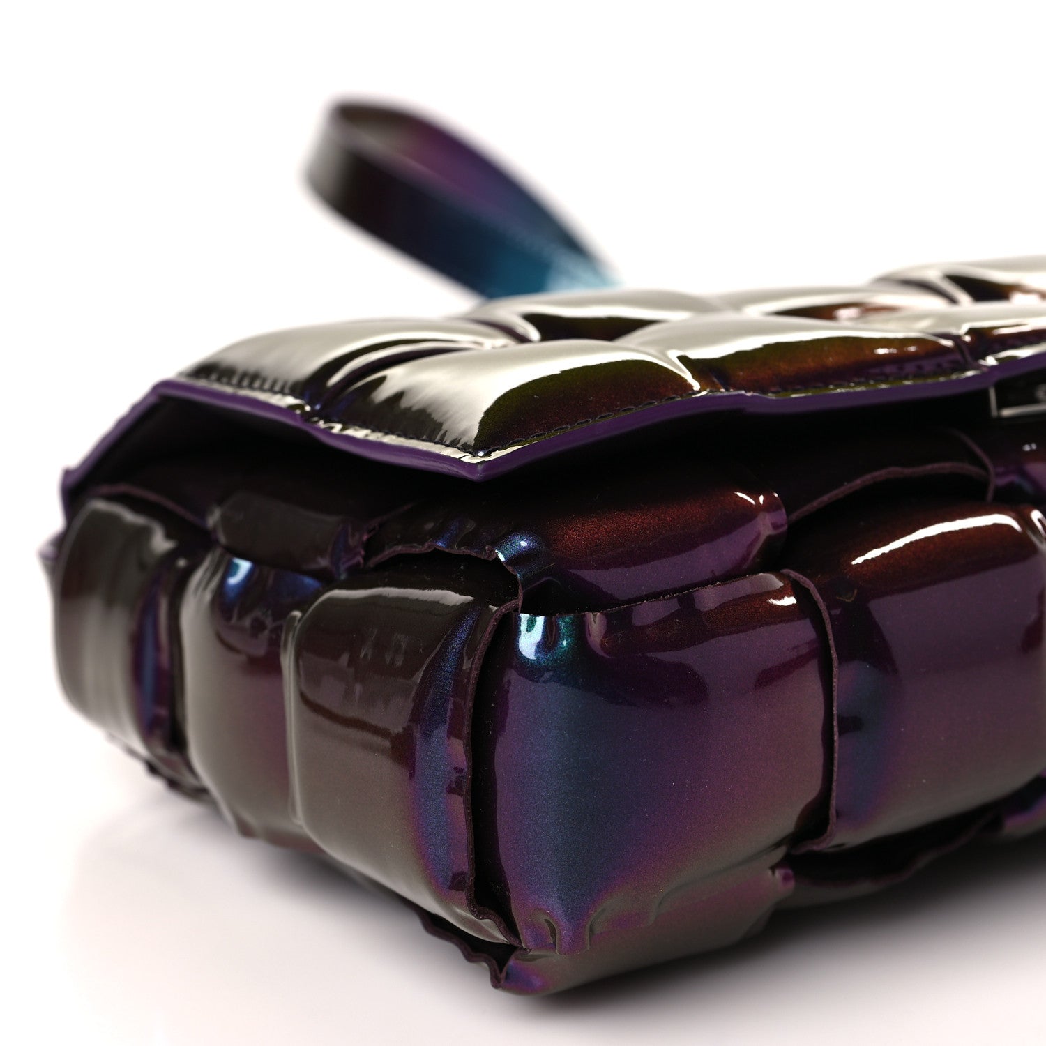 Bottega Veneta Glossy Nail Polish Nappa Maxi Intreccio Padded Cassette Crossbody Bag Holographic 8 of 9