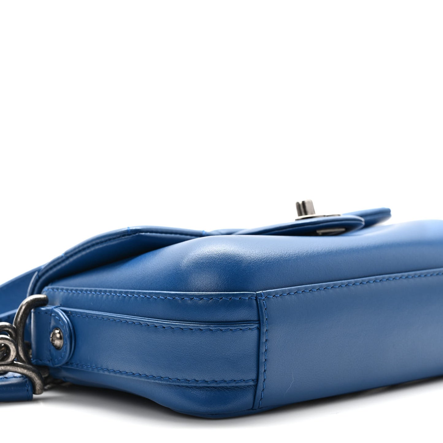 Calfskin Quilted Small Rock My Shoulder Flap Blue