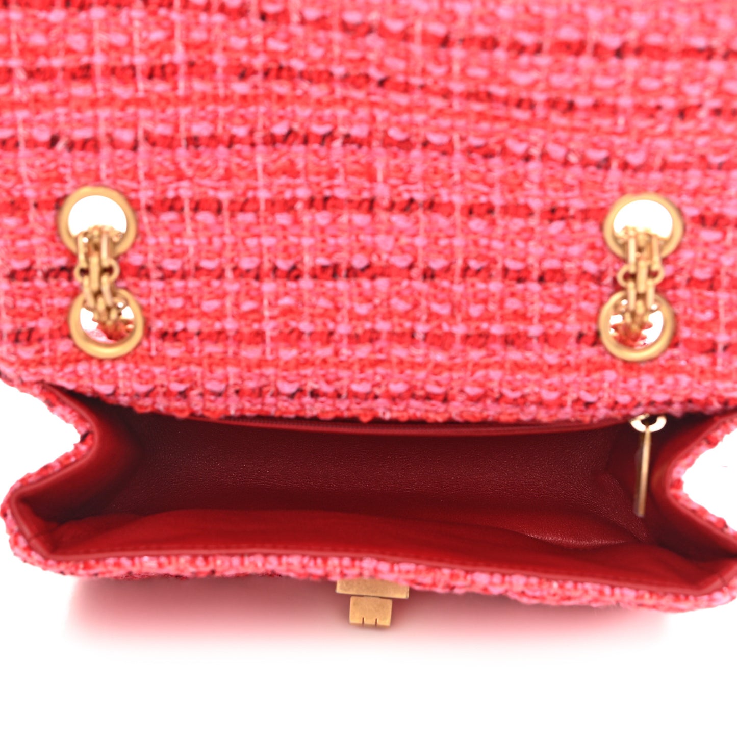 Tweed Quilted Mini 2.55 Reissue Flap Red Ecru Black