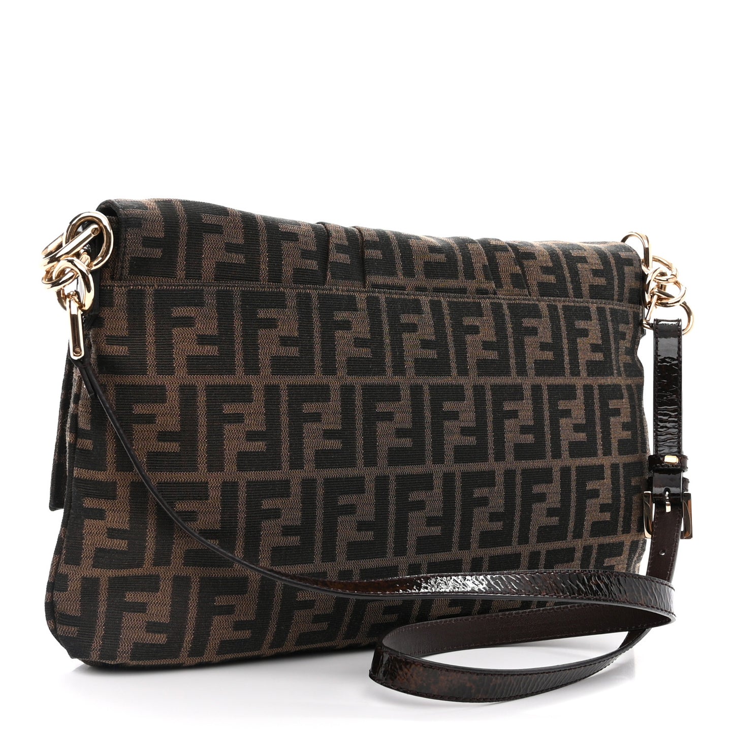 Zucca Patent Large Mia Shoulder Flap Tobacco