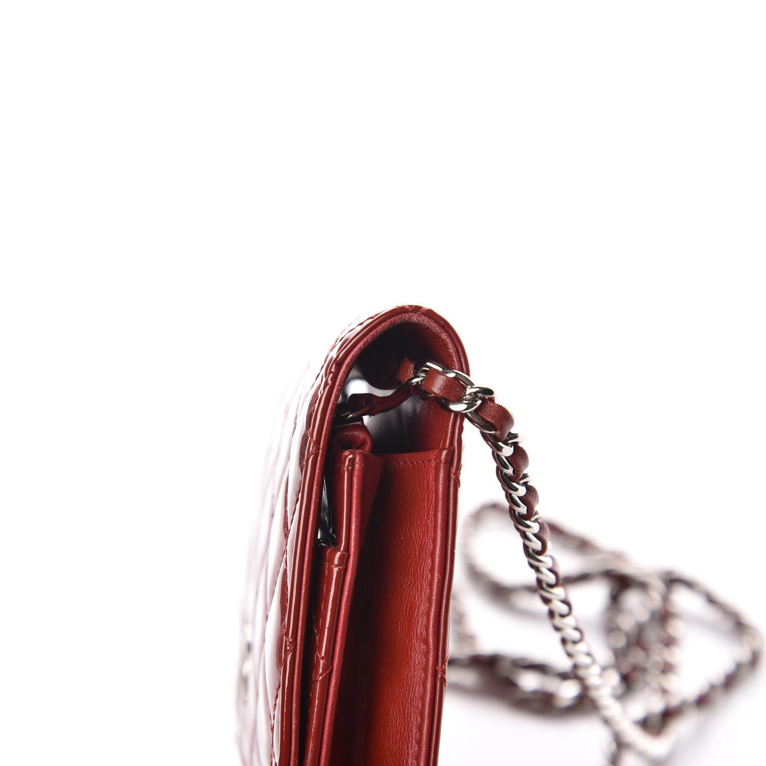 Chanel Patent Quilted Brilliant Wallet On Chain WOC Red 13 of 13
