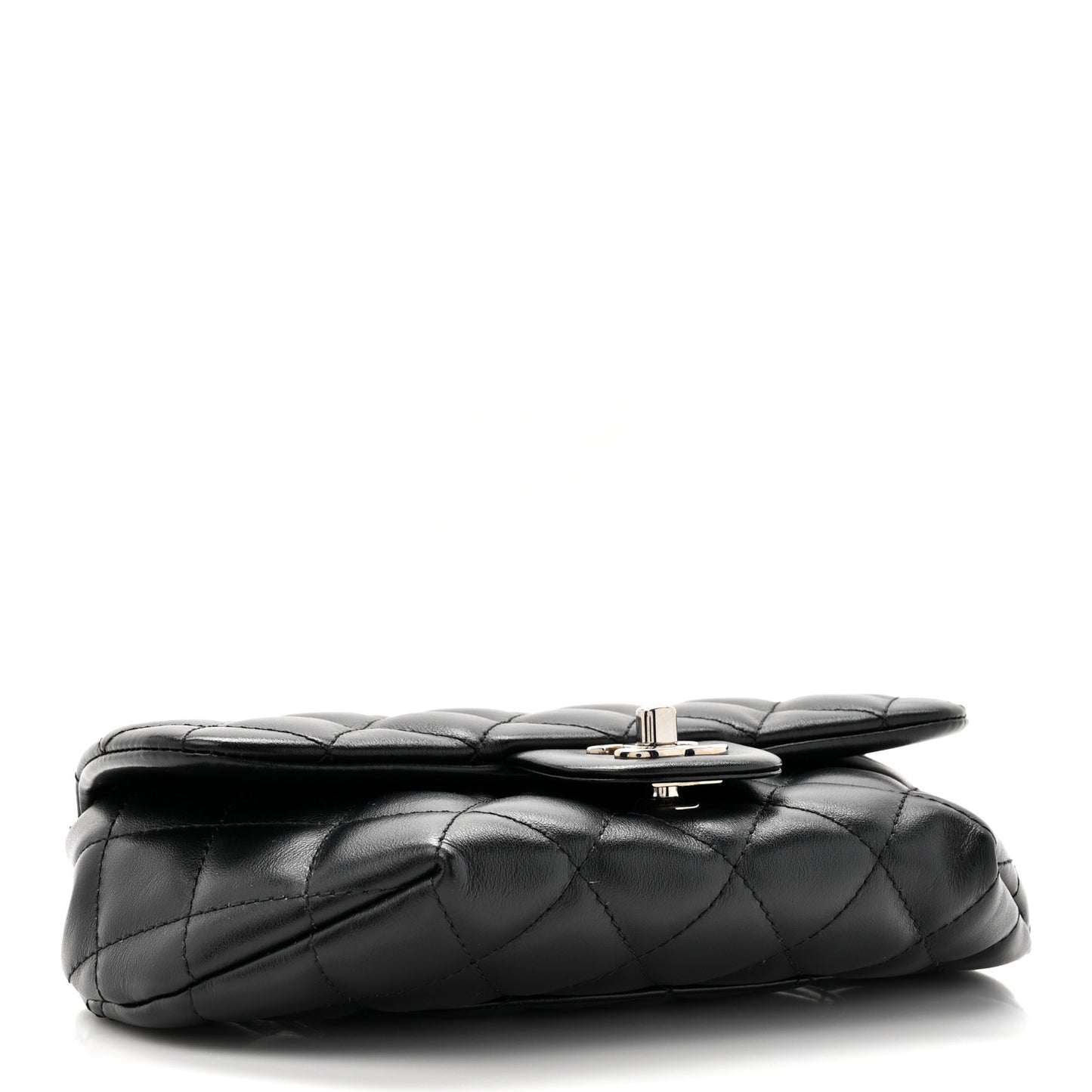 Calfskin Quilted CC Uniform Flap Belt Bag Black