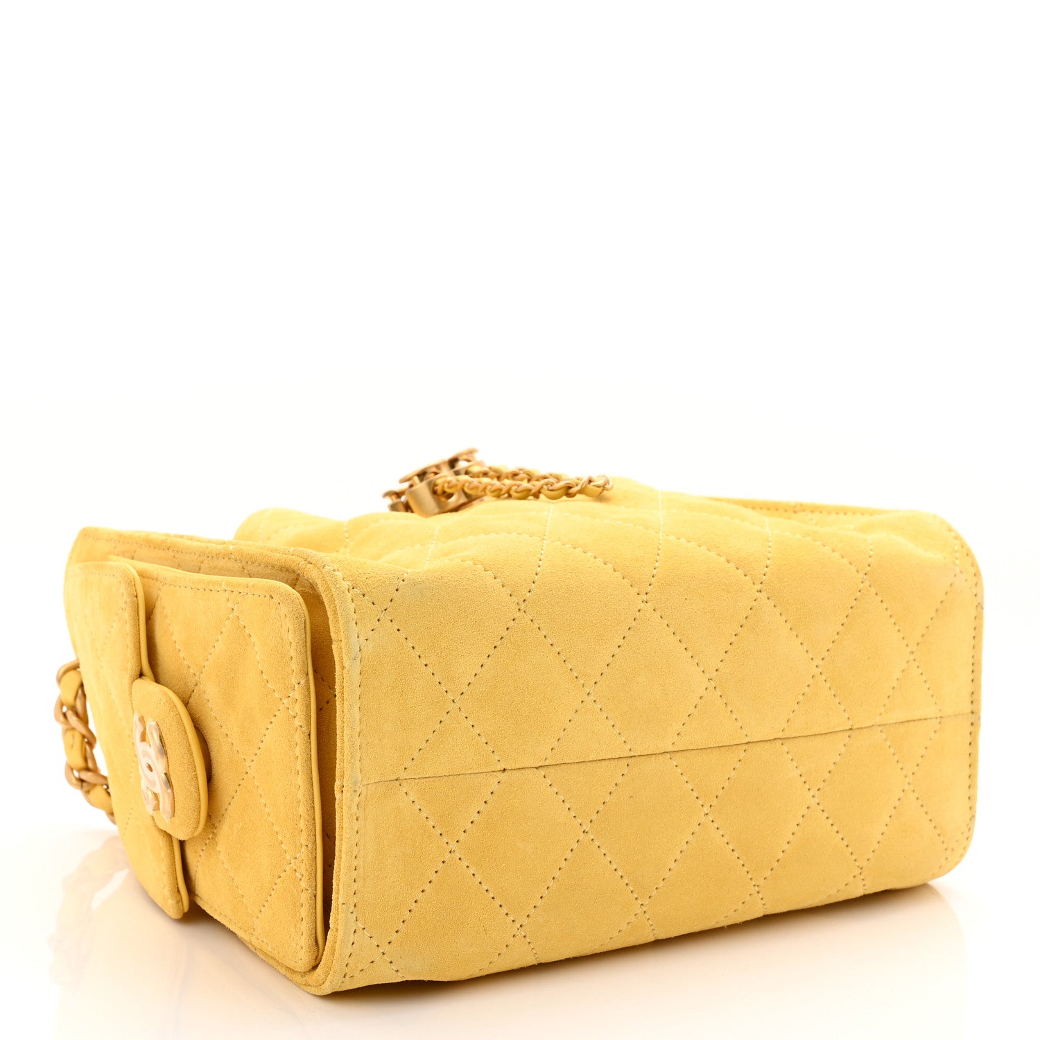 CHANEL イエロートートバッグ キルティング Chanel Suede Quilted Mini Chanel 25 Handbag Yellow 1794389