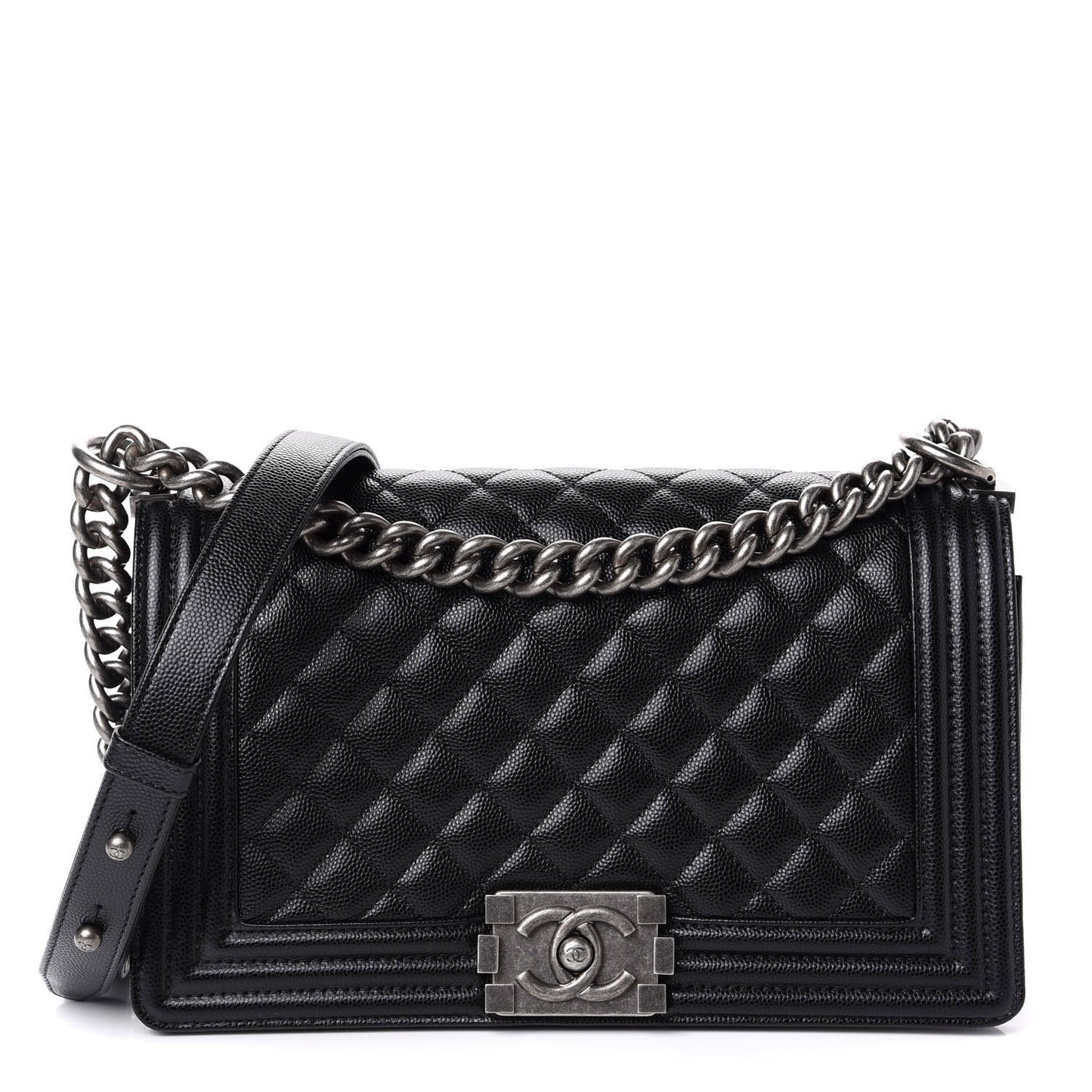 Caviar Quilted Medium Boy Flap Black