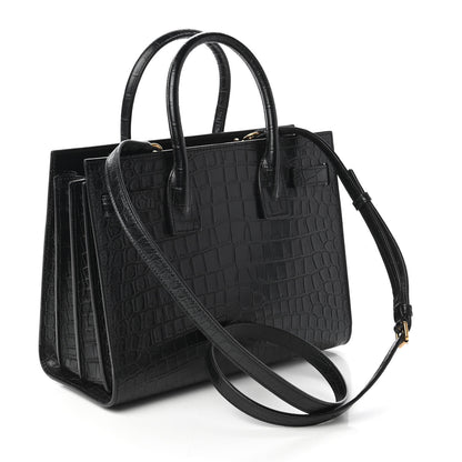 Saint Laurent Calfskin Crocodile Embossed Baby Sac De Jour Black 3 of 9