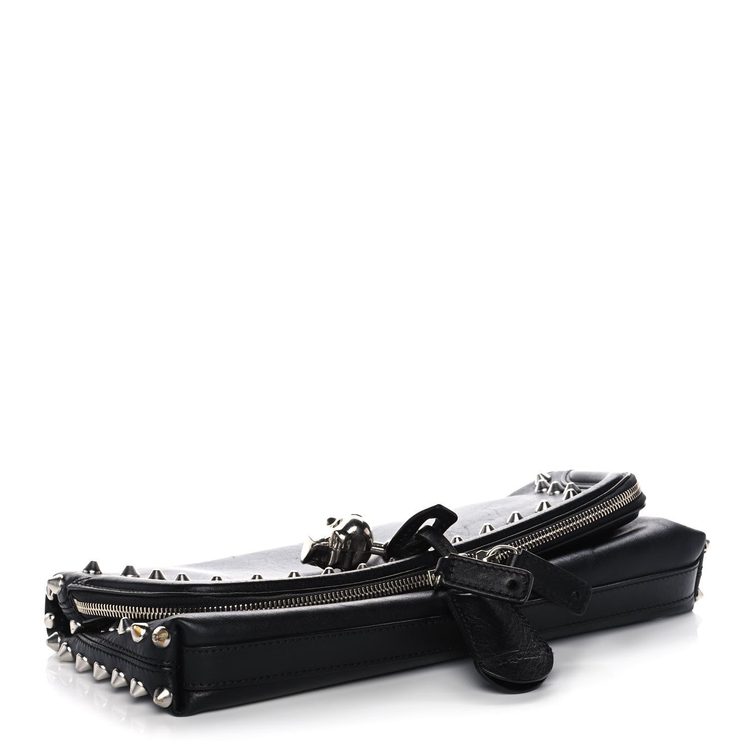 Alexander McQueen Grainy Calfskin Studded Padlock Skull Clutch Black 4 of 14