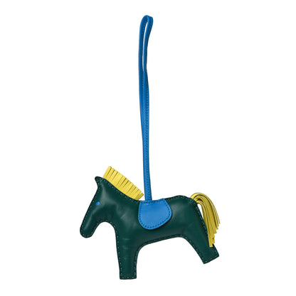 Hermes Milo Lambskin Grigri Rodeo Horse Bag Charm MM Malachite Bleu Zanzibar Lime 1 of 5