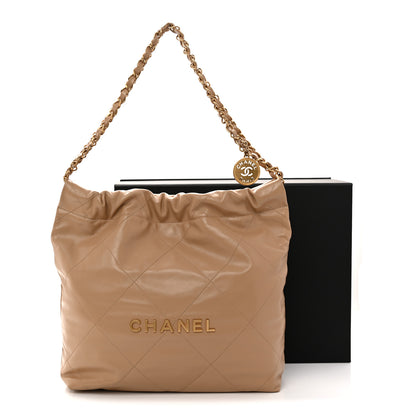 Chanel Shiny Calfskin Quilted Small Chanel 22 Beige 12 of 12