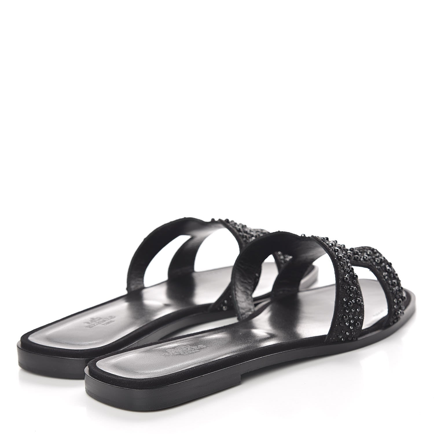 Hermes Goatskin Crystal Oran Sandals 42 Black 4 of 11